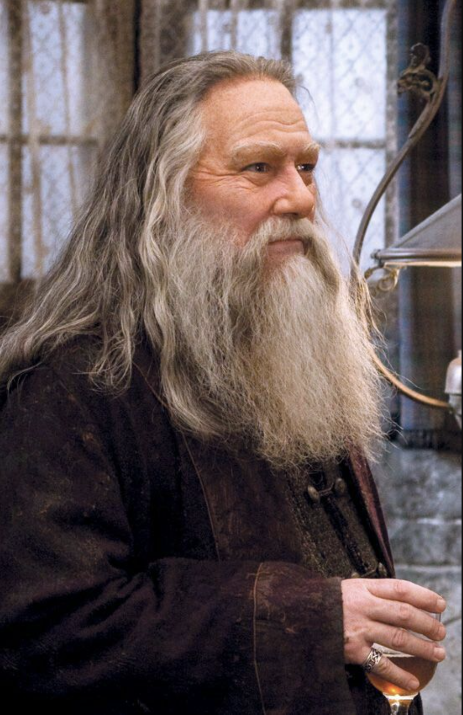 aberforth dumbledore drinking a glass of wine
